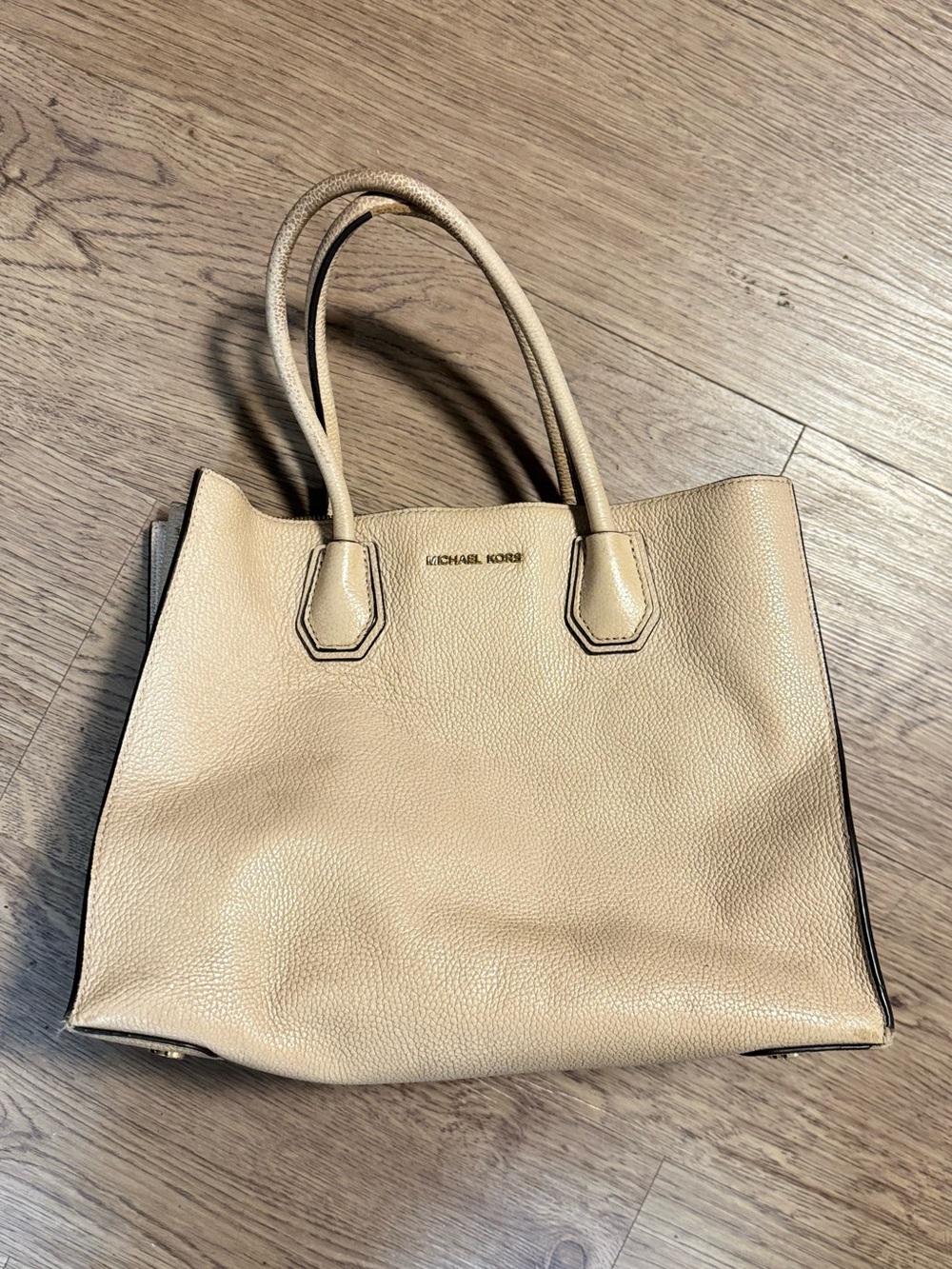 Michael Kors Pebbled Leather Tote in Light Beige